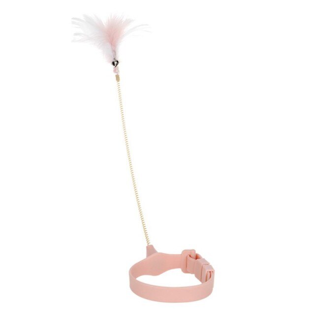 Funny Cat Collar Toy Feather Teaser Stick Interesting Automatic Cat Toy Foot Interactive Cats Teaser Feather Kitten Toys-1